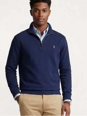 POLO Ralph Lauren Estate-Rib Quarter-Zip Pullover Navy Blue Medium